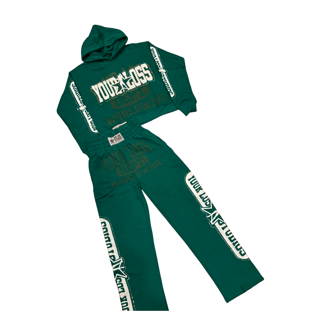 YourLoss Studios Hoodie & Sweatpants Set – Dark Green